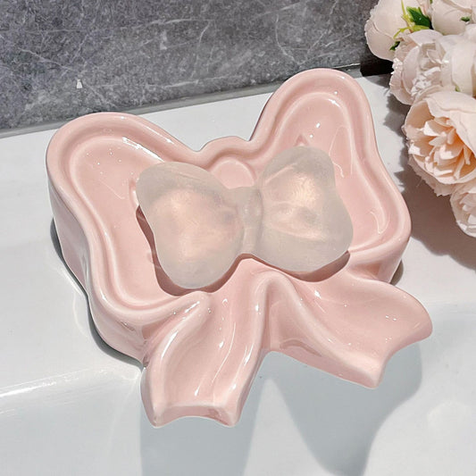 Coquette Bow Trinket Tray – Pink Ceramic Jewelry Dish & Vanity Organizer