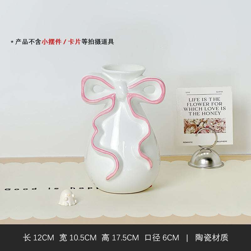 Rosy Ribbon Bloom Vase