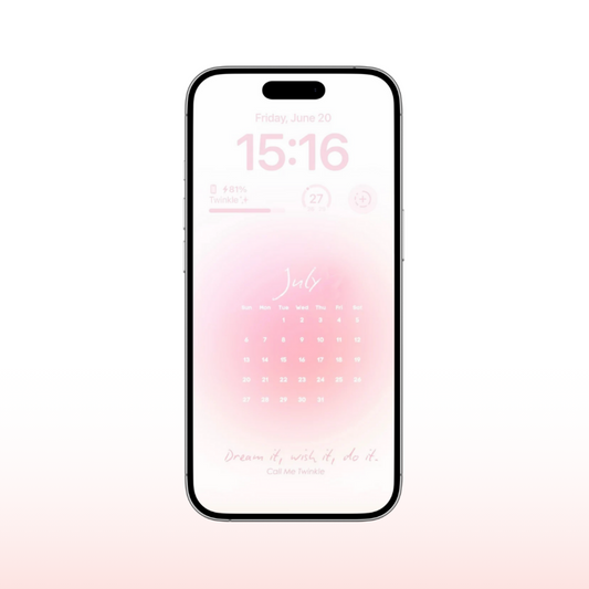 6. Coquette July Pink Aura Calendar Wallpaper