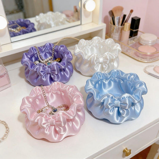 Coquette Satin Petal Bow Jewelry Storage Bowl