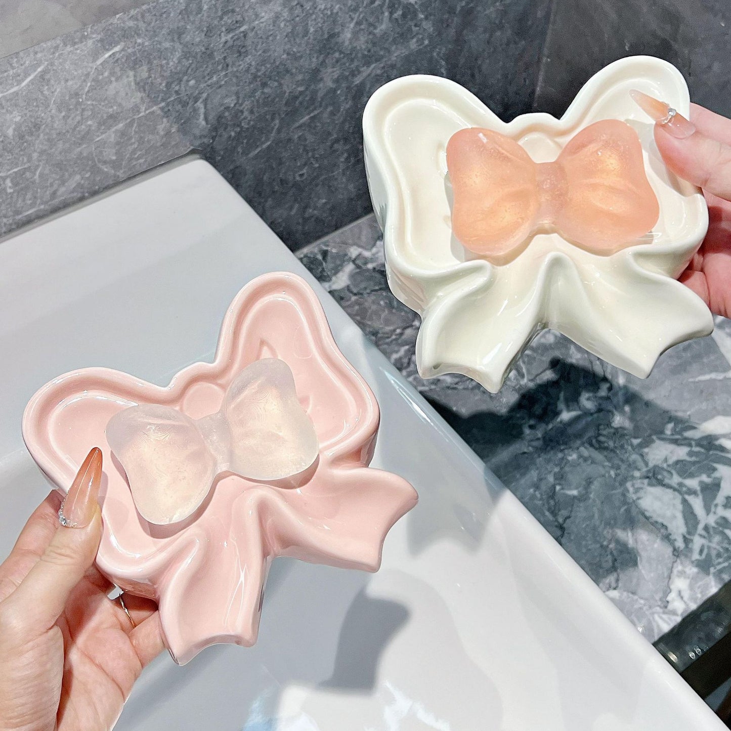 Coquette Bow Trinket Tray – Pink Ceramic Jewelry Dish & Vanity Organizer