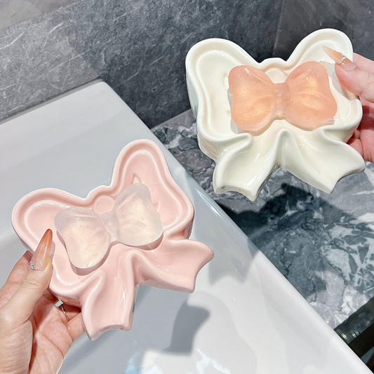Coquette Bow Trinket Tray – Pink Ceramic Jewelry Dish & Vanity Organizer