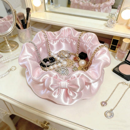 Coquette Satin Petal Bow Jewelry Storage Bowl