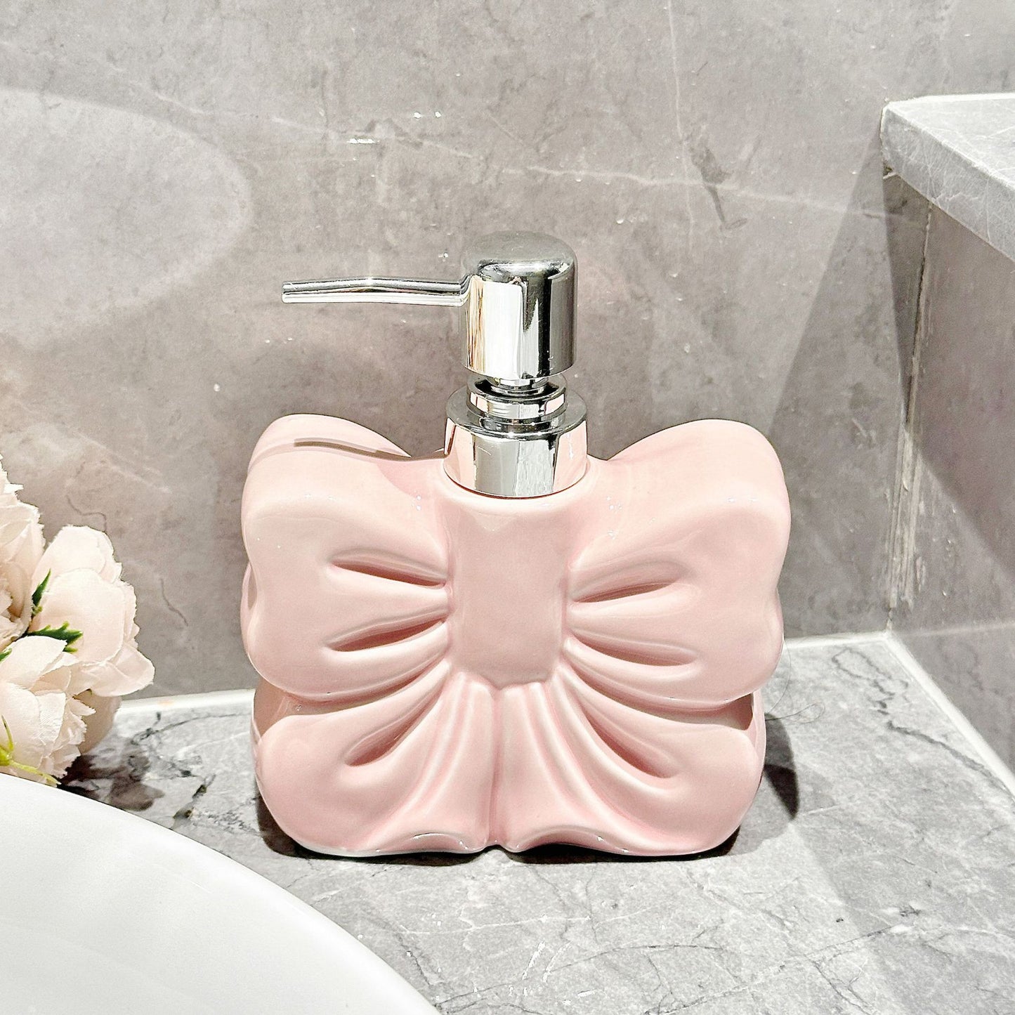 Blush Ribbon Soap Dispenser