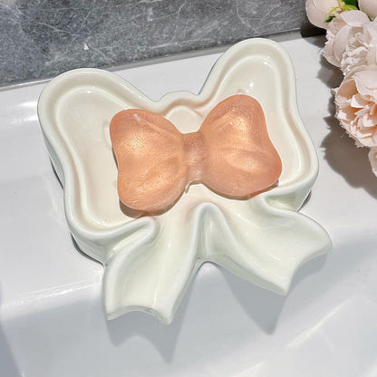 Coquette Bow Trinket Tray – Pink Ceramic Jewelry Dish & Vanity Organizer