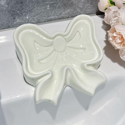 Coquette Bow Trinket Tray – Pink Ceramic Jewelry Dish & Vanity Organizer