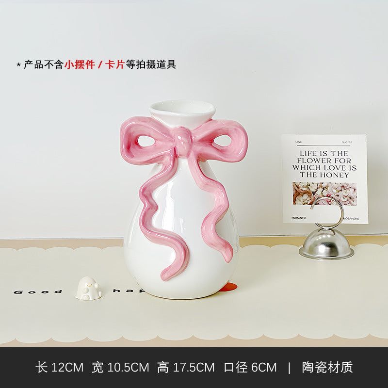 Rosy Ribbon Bloom Vase