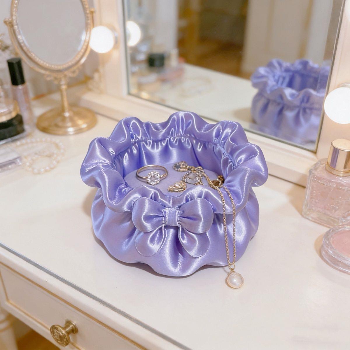 Coquette Satin Petal Bow Jewelry Storage Bowl