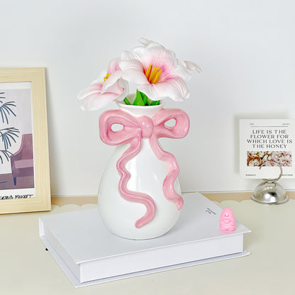 Rosy Ribbon Bloom Vase