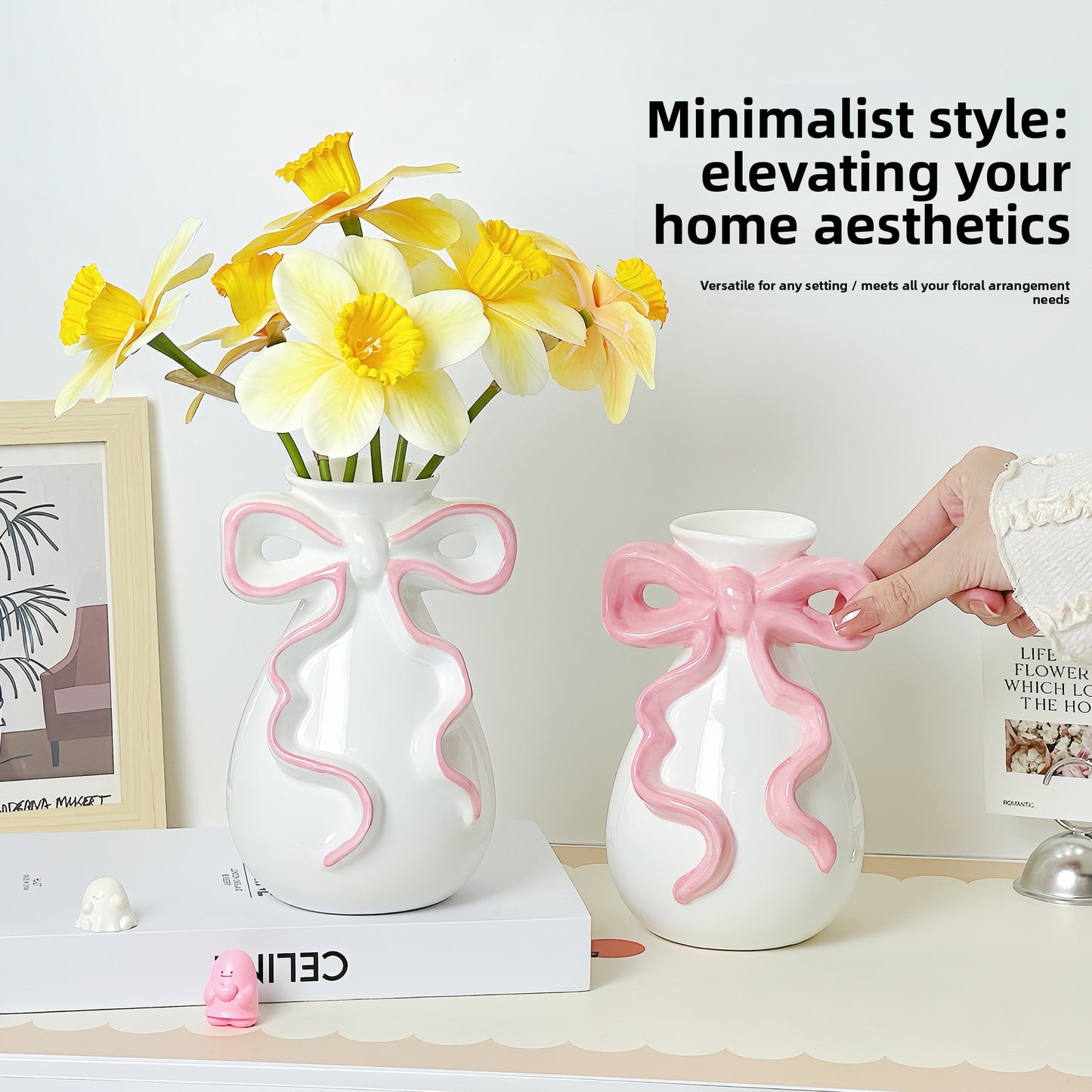 Rosy Ribbon Bloom Vase