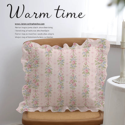 Rose Ribbon Ruffle Pillow