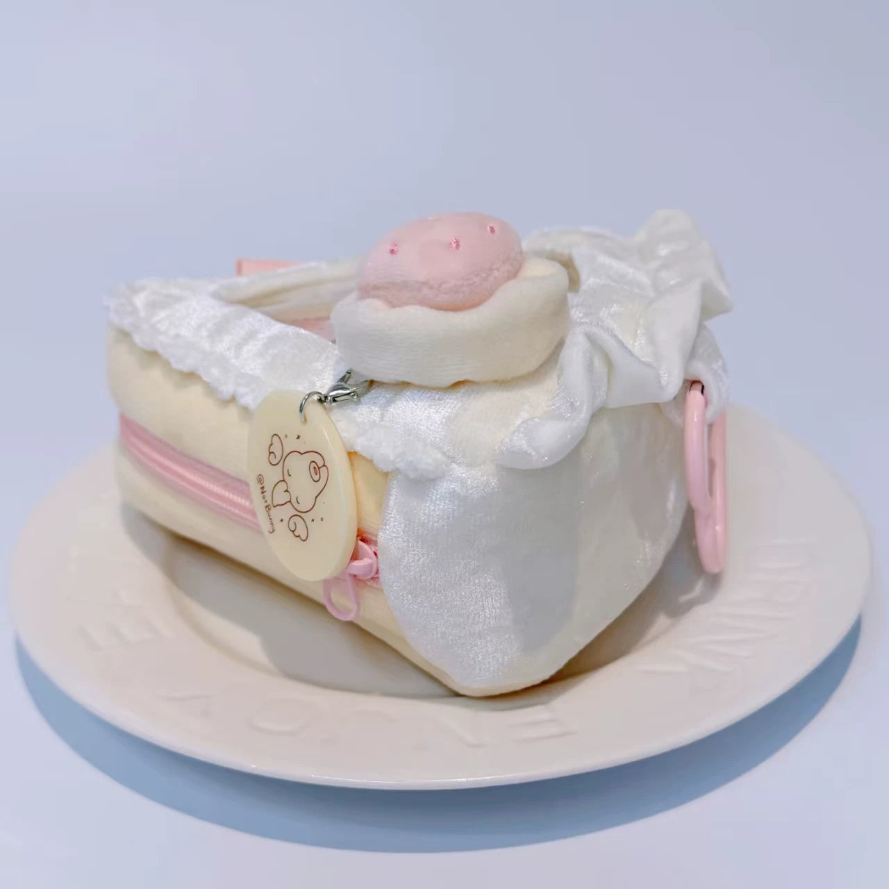 Cute white strawberry cake baby bag 10cm cotton doll plush doll storage baby bag back bag pendant decoration