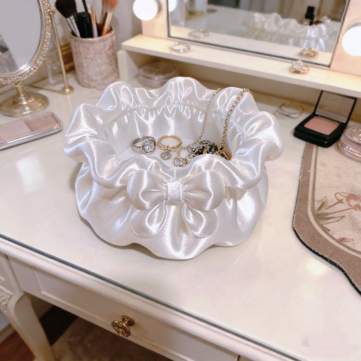 Coquette Satin Petal Bow Jewelry Storage Bowl