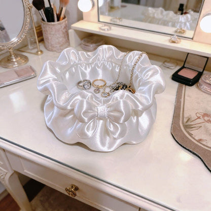 Coquette Satin Petal Bow Jewelry Storage Bowl