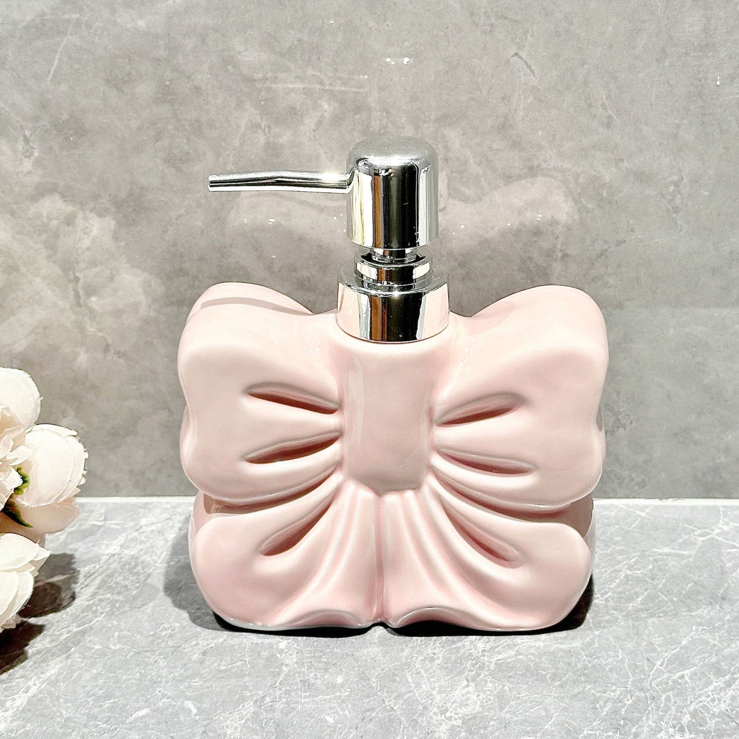 Blush Ribbon Soap Dispenser