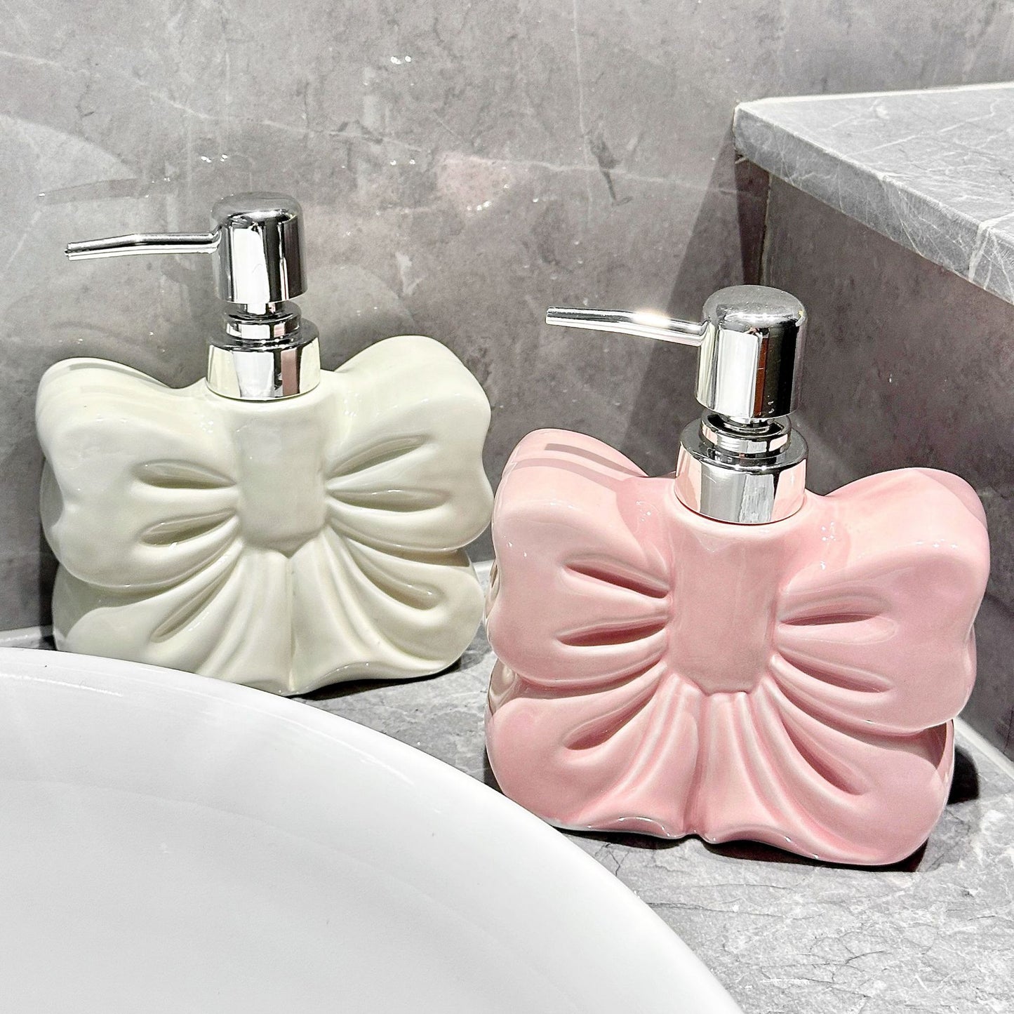 Blush Ribbon Soap Dispenser