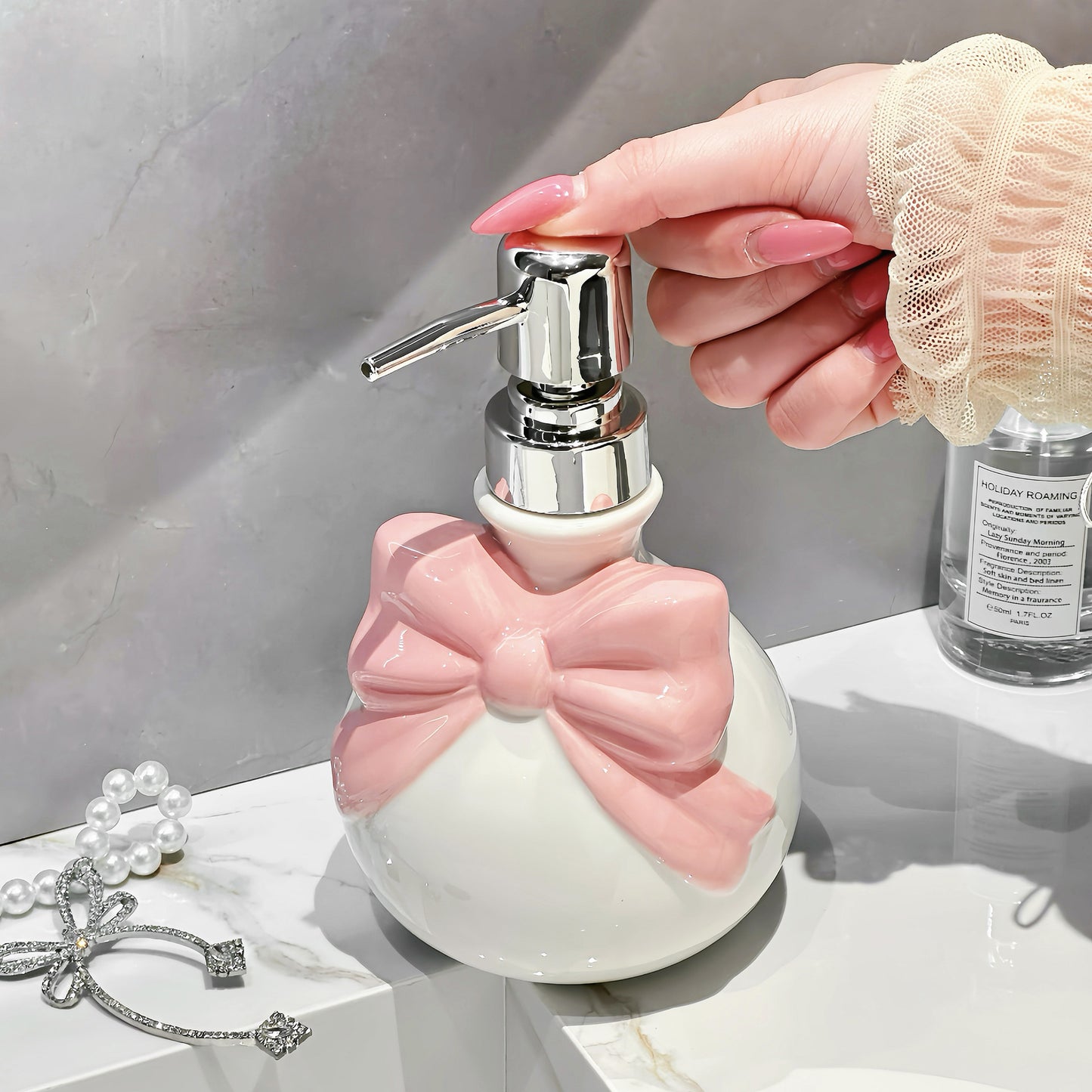 Dreamy Pink Ribbon Soap Dispenser