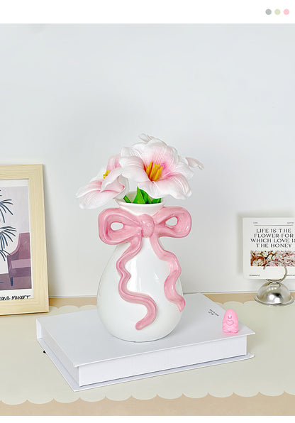 Rosy Ribbon Bloom Vase