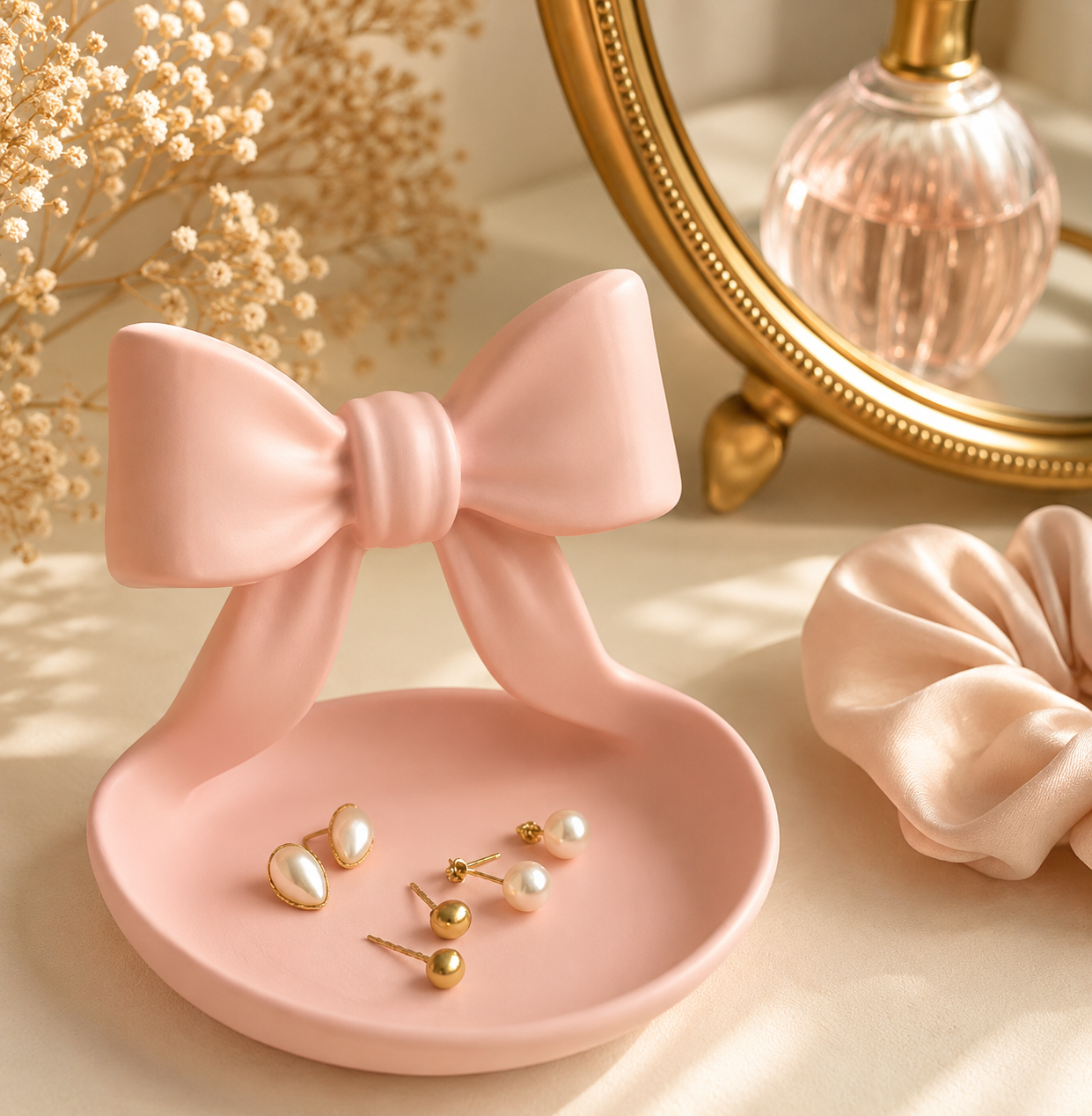 Coquette Vanity Trinket Tray | Elegant Key & Jewelry Display Decor