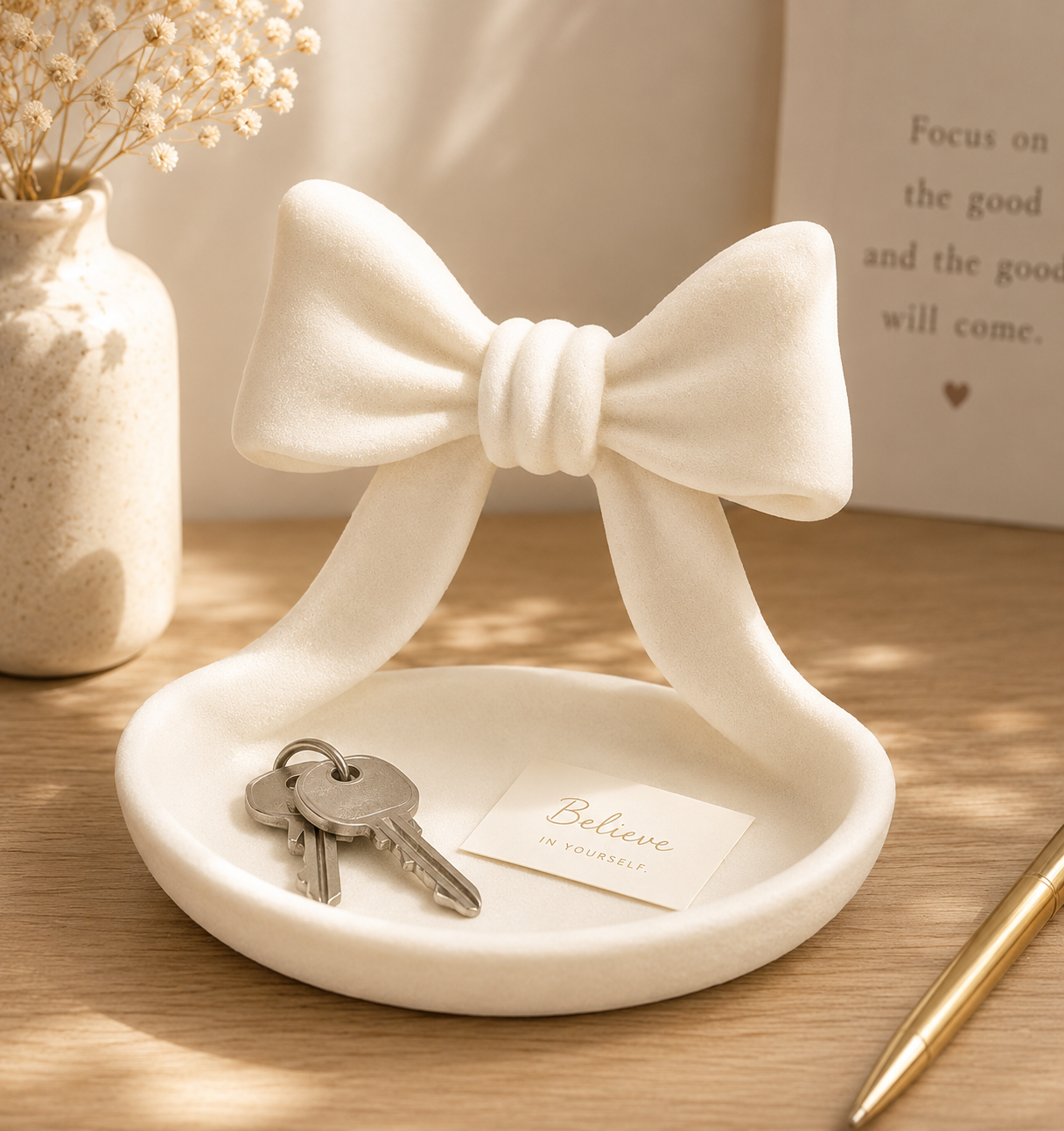 Coquette Vanity Trinket Tray | Elegant Key & Jewelry Display Decor
